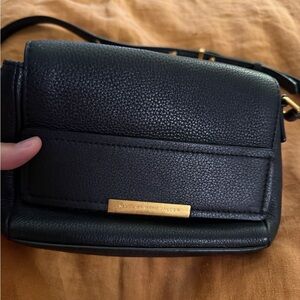 Marc Jacobs Black Pebbled Leather Crossbody with Gold Accent